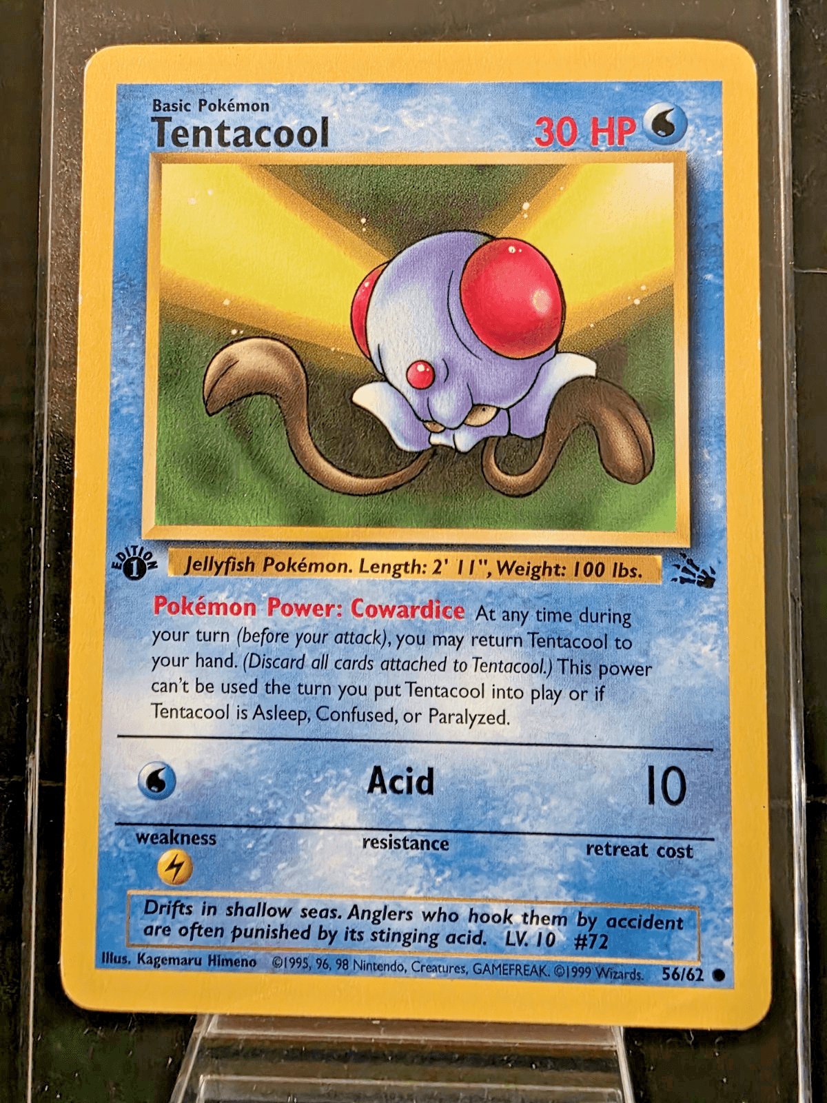 Pokemon TCG Tentacool 1st Edition 56/62 Fossil Set Rare NM/LP