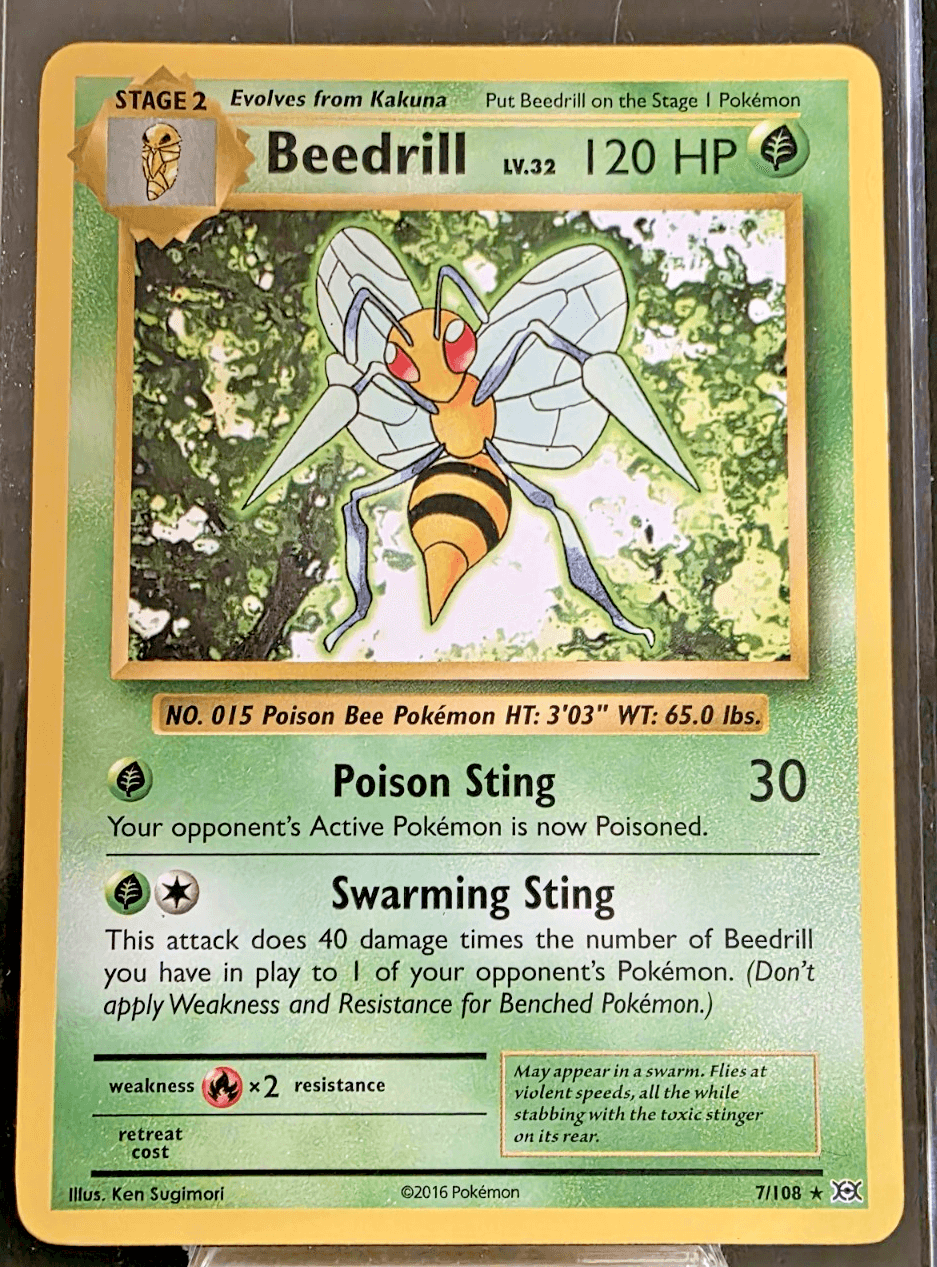 Pokemon TCG Beedrill 7/108 Non Holo Rare XY Evolutions Card NM