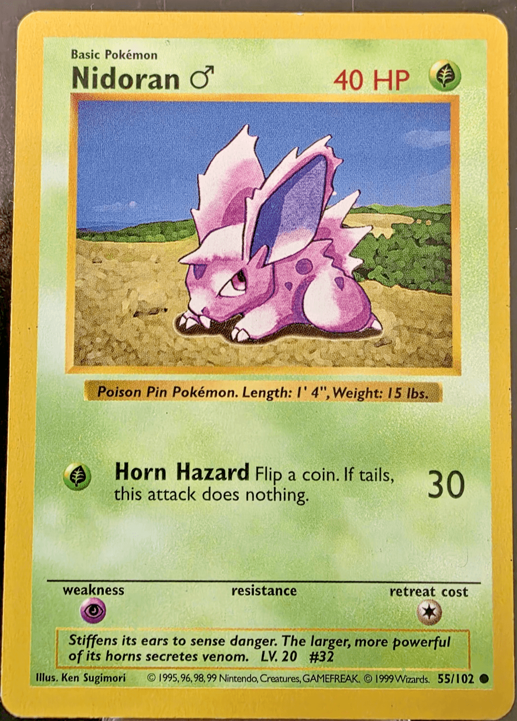 Pokemon TCG Nidoran 55/102 Shadowless LP
