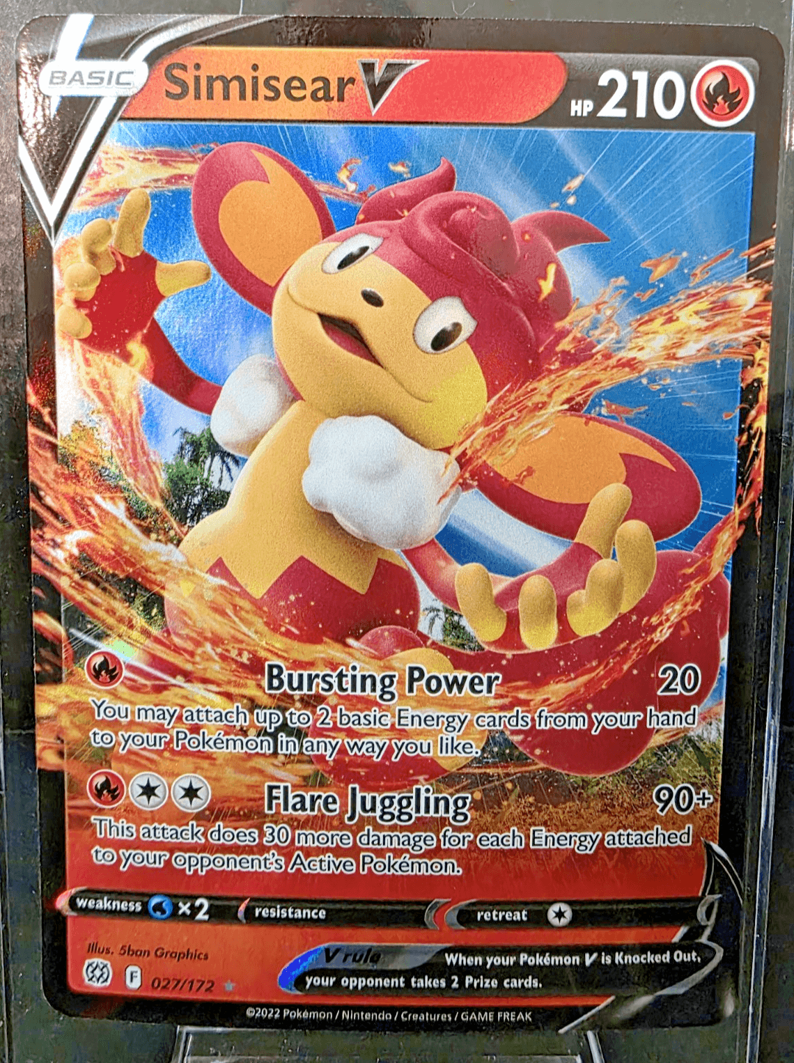 Pokemon TCG SWSH09: Brilliant Stars Simisear V 27/172 NM