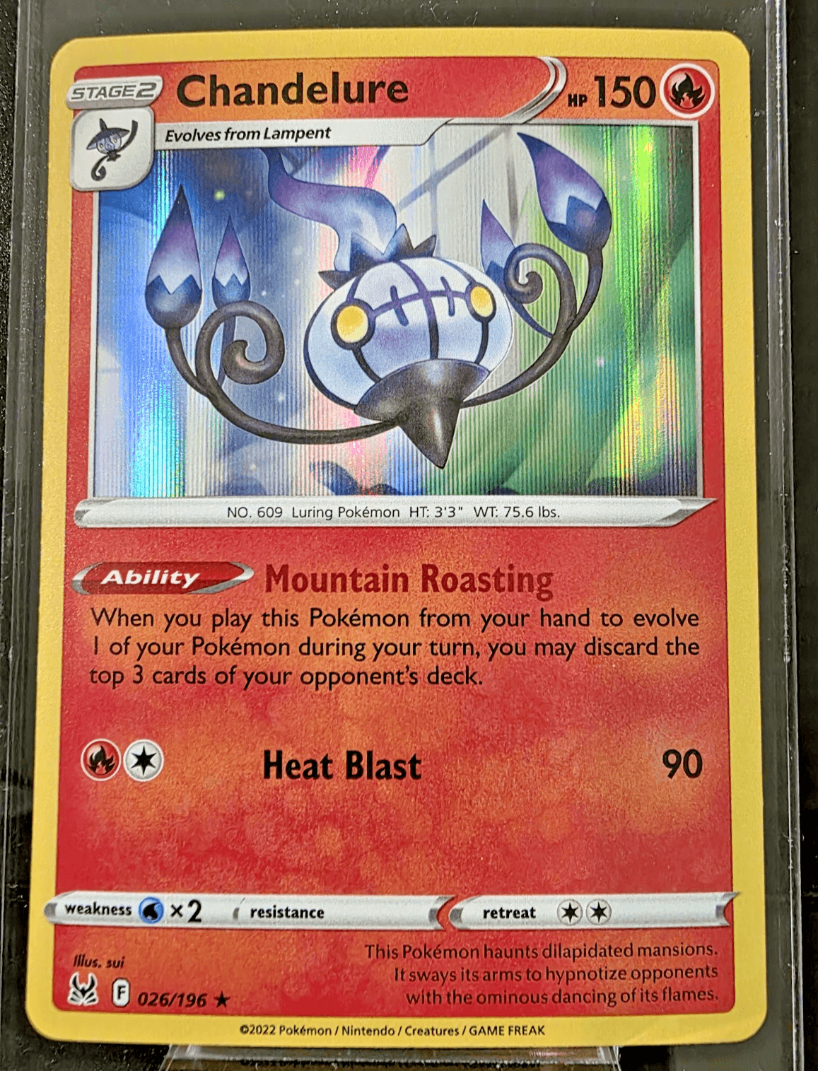 Pokemon TCG Chandelure 026/196 Holo Rare Lost Origin NM