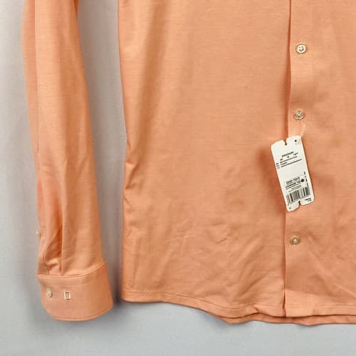 NEW OLYMP Mens Size 40 Long Sleeve Shirt Super Slim No6 Peach Cutaway Quick Dry - Thumbnail 5