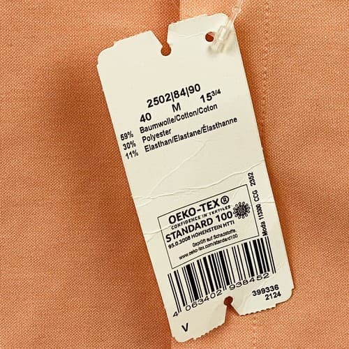 NEW OLYMP Mens Size 40 Long Sleeve Shirt Super Slim No6 Peach Cutaway Quick Dry - Thumbnail 10