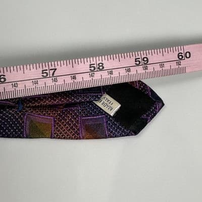 Vintage Nordstrom Tie Mens 100% Silk Geometric Diamond Pattern Made Italy 90s - Thumbnail 8