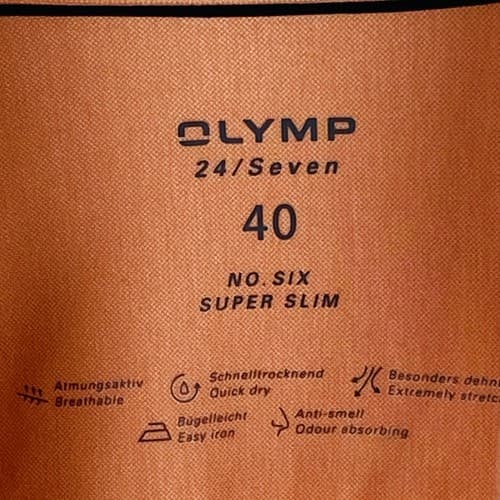 NEW OLYMP Mens Size 40 Long Sleeve Shirt Super Slim No6 Peach Cutaway Quick Dry - Thumbnail 9