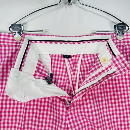 Polo Golf Ralph Lauren Mens 40 Pink Gingham Check Plaid 9” Inseam Cotton EUC - Thumbnail 3