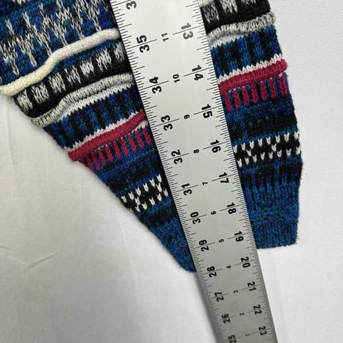 Vintage Peter England Fair Isle Men Large Crew Sweater Multicolor 3D Coogi Style - Thumbnail 9