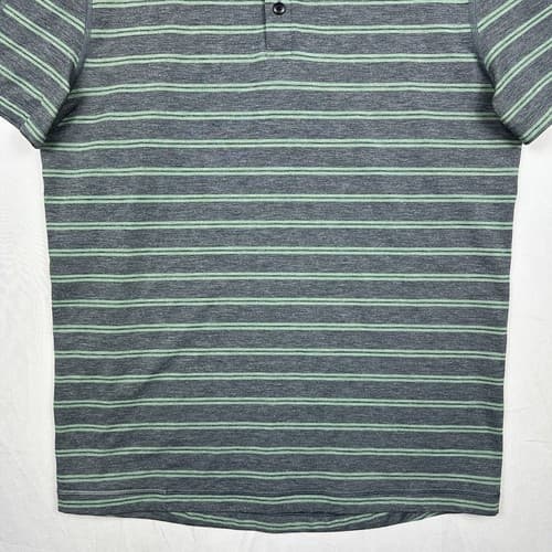 Lululemon Mens Propel Polo Shirt Large Gray Green Striped Cut Back Breathable - Thumbnail 4