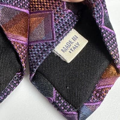 Vintage Nordstrom Tie Mens 100% Silk Geometric Diamond Pattern Made Italy 90s - Thumbnail 6