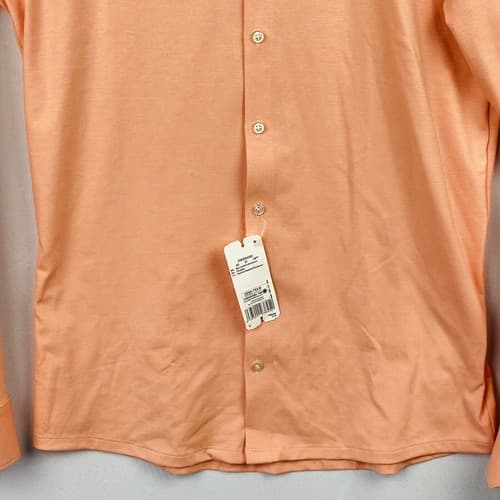 NEW OLYMP Mens Size 40 Long Sleeve Shirt Super Slim No6 Peach Cutaway Quick Dry - Thumbnail 6