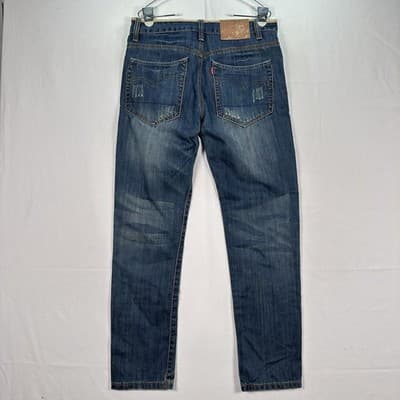 Vintage Levis Jeans Mens 32 x 30 Blue Straight Distressed Denim WPL423 USA 90s - Thumbnail 3