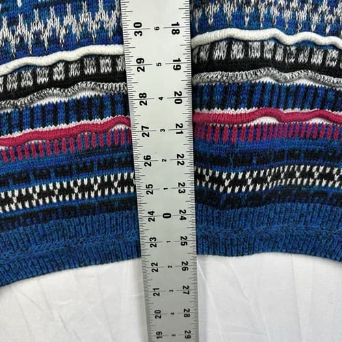 Vintage Peter England Fair Isle Men Large Crew Sweater Multicolor 3D Coogi Style - Thumbnail 10