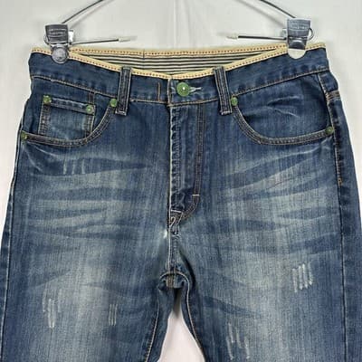 Vintage Levis Jeans Mens 32 x 30 Blue Straight Distressed Denim WPL423 USA 90s - Thumbnail 4