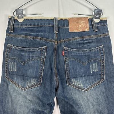 Vintage Levis Jeans Mens 32 x 30 Blue Straight Distressed Denim WPL423 USA 90s - Thumbnail 8