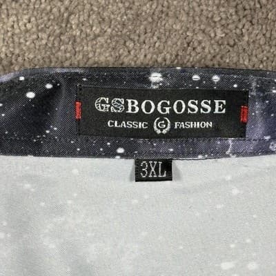 GS Bogosse Shirt Mens 3XL Multicolor Long Sleeve Satin Cityscape Car Button Up - Thumbnail 6