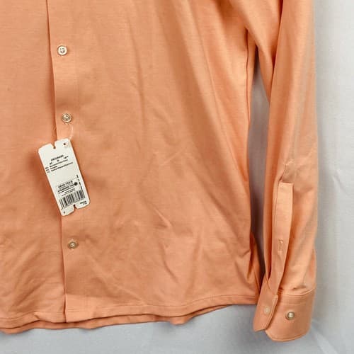 NEW OLYMP Mens Size 40 Long Sleeve Shirt Super Slim No6 Peach Cutaway Quick Dry - Thumbnail 4