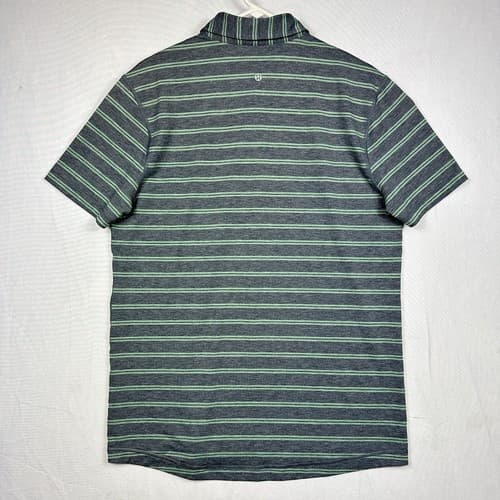 Lululemon Mens Propel Polo Shirt Large Gray Green Striped Cut Back Breathable - Thumbnail 3