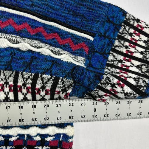 Vintage Peter England Fair Isle Men Large Crew Sweater Multicolor 3D Coogi Style - Thumbnail 8
