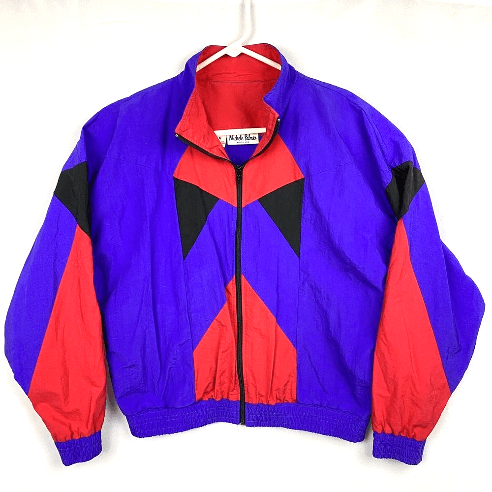 Vintage Michele Palmer Windbreaker Jacket Womens Medium Full Zip Colorful USA - Image 1