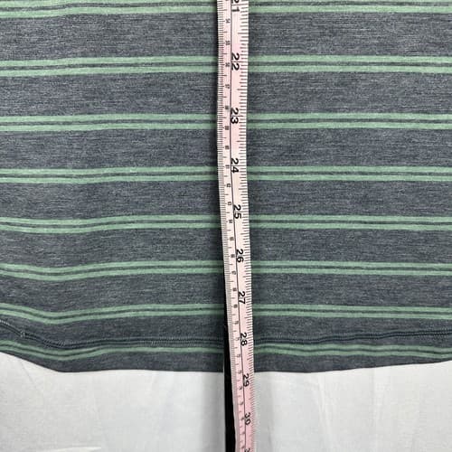 Lululemon Mens Propel Polo Shirt Large Gray Green Striped Cut Back Breathable - Thumbnail 9