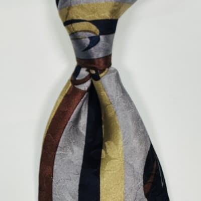 Vintage Georgina von Etzdorf Silk Tie Mens Striped Abstract Made in England 90s - Thumbnail 2