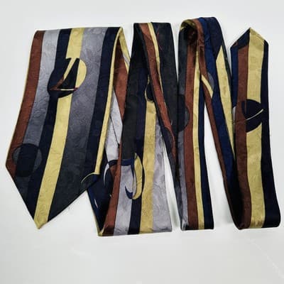 Vintage Georgina von Etzdorf Silk Tie Mens Striped Abstract Made in England 90s - Thumbnail 5