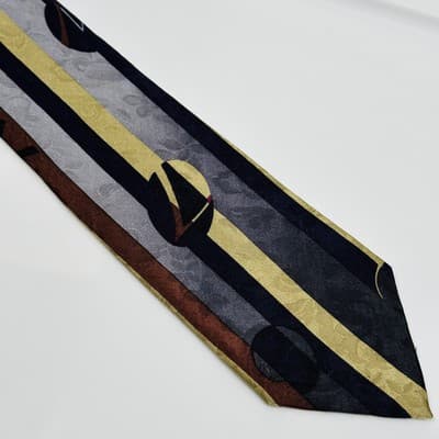 Vintage Georgina von Etzdorf Silk Tie Mens Striped Abstract Made in England 90s - Image 1