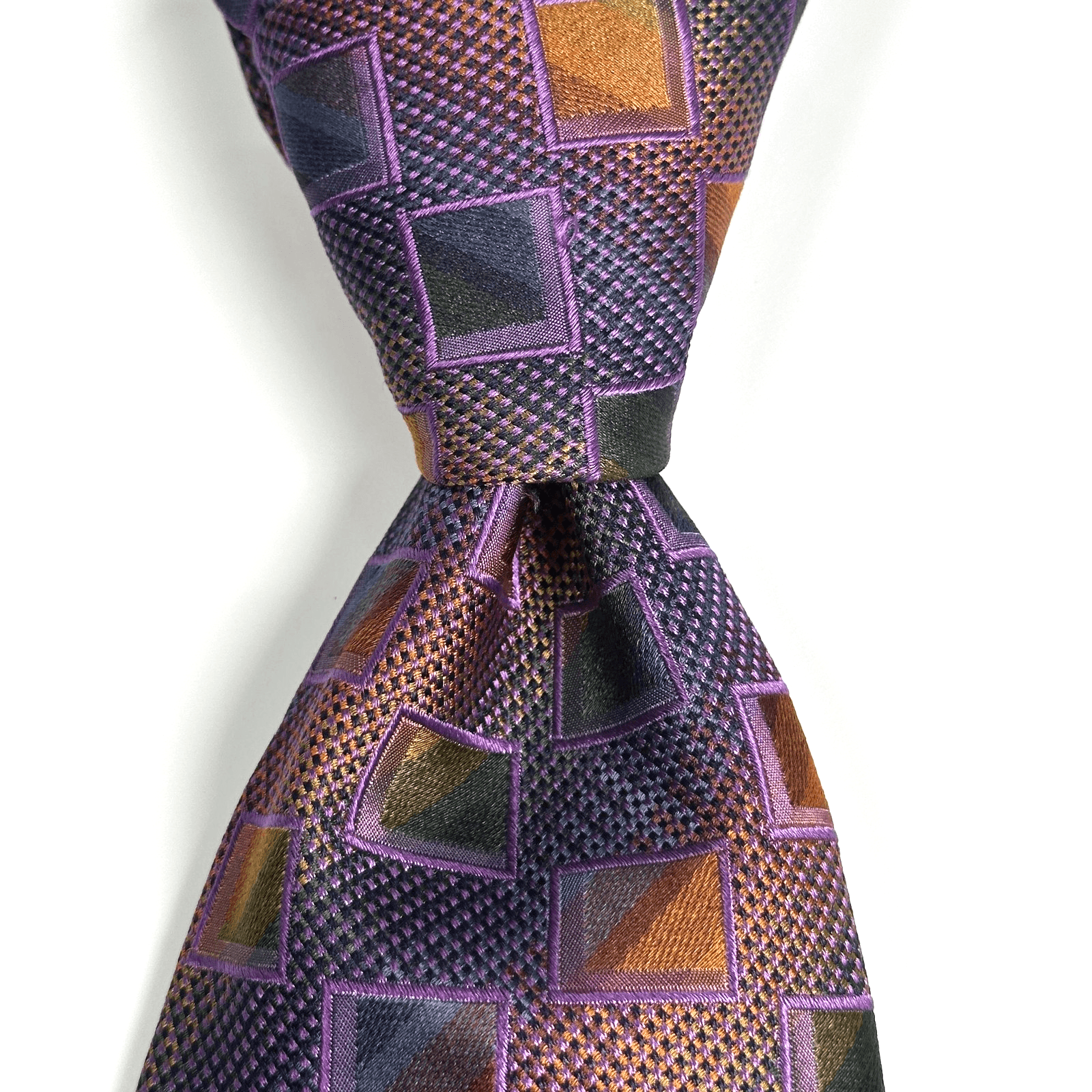 Vintage Nordstrom Tie Mens 100% Silk Geometric Diamond Pattern Made Italy 90s - Image 1