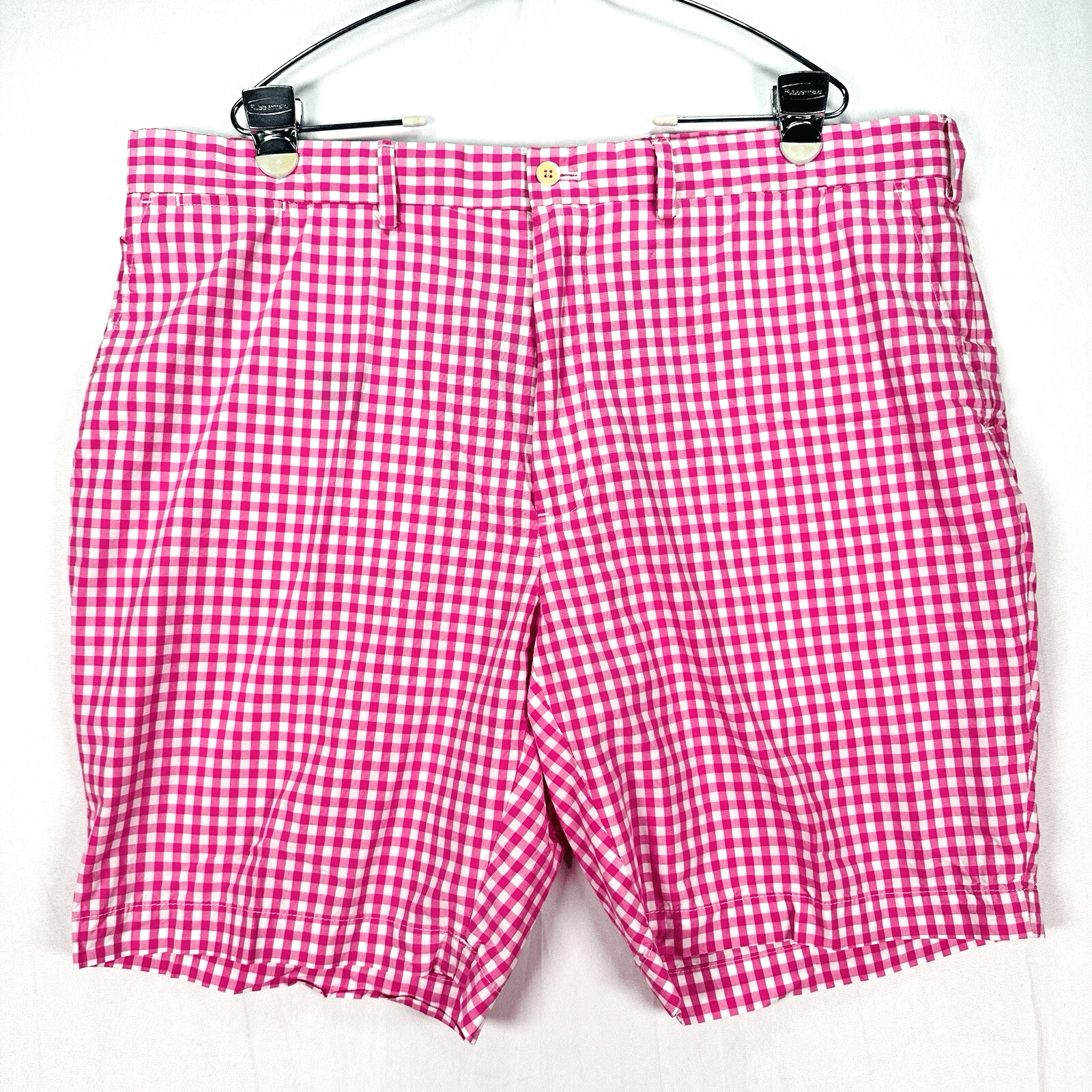 Polo Golf Ralph Lauren Mens 40 Pink Gingham Check Plaid 9” Inseam Cotton EUC - Image 1