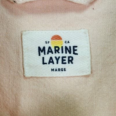 Marine Layer Shirt Mens Marge Medium Large Stretch Selvage Peach Short Sleeve - Thumbnail 5