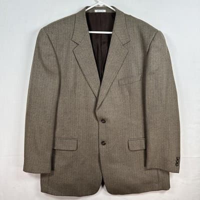 Yves Saint Laurent Sport Coat Mens 46R Brown Wool Cashmere Herringbone Italy - Image 1