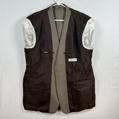 Yves Saint Laurent Sport Coat Mens 46R Brown Wool Cashmere Herringbone Italy - Thumbnail 10