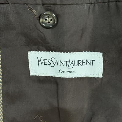 Yves Saint Laurent Sport Coat Mens 46R Brown Wool Cashmere Herringbone Italy - Thumbnail 11