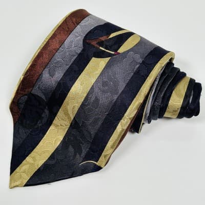 Vintage Georgina von Etzdorf Silk Tie Mens Striped Abstract Made in England 90s - Thumbnail 3