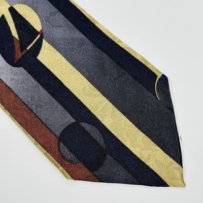 Vintage Georgina von Etzdorf Silk Tie Mens Striped Abstract Made in England 90s - Thumbnail 4