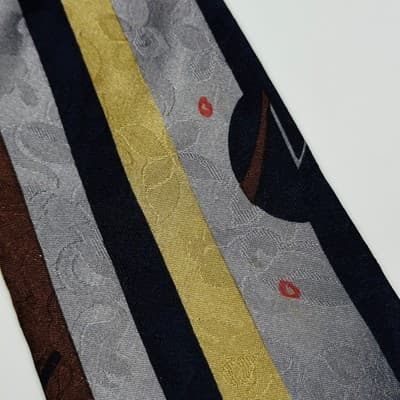 Vintage Georgina von Etzdorf Silk Tie Mens Striped Abstract Made in England 90s - Thumbnail 6