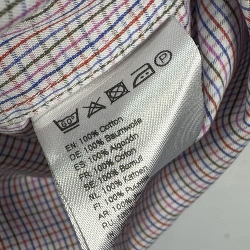 Eton Contemporary Dress Shirt Men XL 17 / 43 Red Blue Hairline Check Long Sleeve - Thumbnail 6