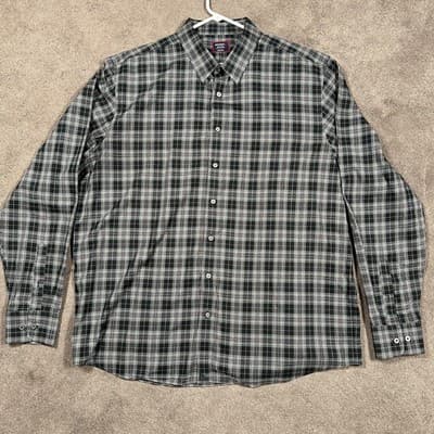 UNTUCKit Shirt Mens 3XL Tall Devitt Black Green Plaid Long Sleeve Button Front - Thumbnail 2