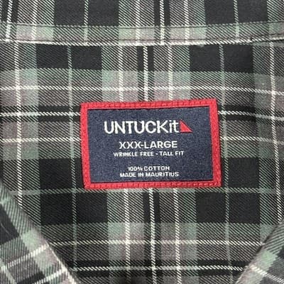 UNTUCKit Shirt Mens 3XL Tall Devitt Black Green Plaid Long Sleeve Button Front - Thumbnail 5
