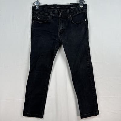 Emporio Armani Jeans Womens 34 X 25 Black Slim Straight Dark Wash Denim Logo - Thumbnail 2