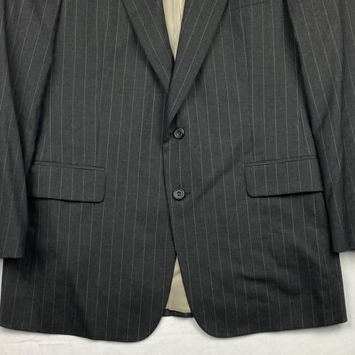 Paul Stuart Edward 43 L Tall Sport Coat Blazer Wool Gray Stripe Suit Jacket - Thumbnail 3