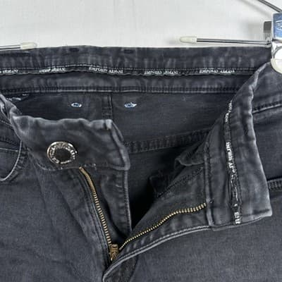 Emporio Armani Jeans Womens 34 X 25 Black Slim Straight Dark Wash Denim Logo - Thumbnail 5