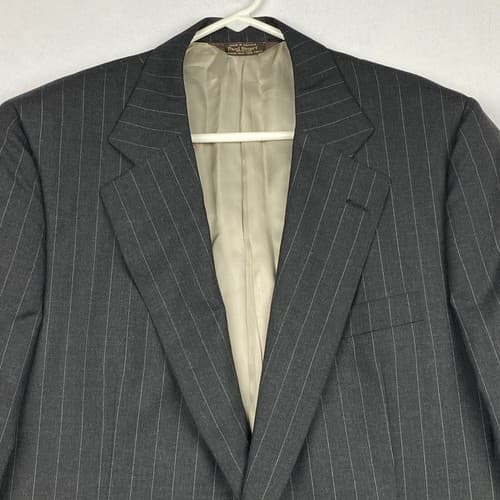 Paul Stuart Edward 43 L Tall Sport Coat Blazer Wool Gray Stripe Suit Jacket - Thumbnail 6