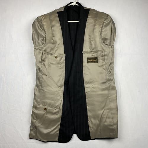 Paul Stuart Edward 43 L Tall Sport Coat Blazer Wool Gray Stripe Suit Jacket - Thumbnail 9