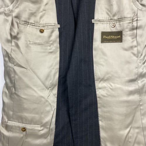 Paul Stuart Edward 43 L Tall Sport Coat Blazer Wool Gray Stripe Suit Jacket - Thumbnail 10