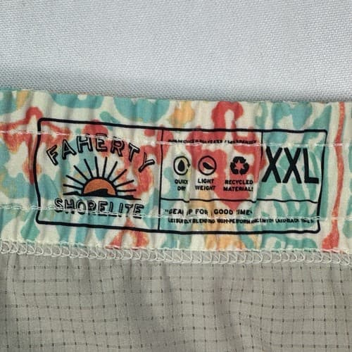 NEW Faherty Shorelite Swim Trunks Sz 2XL Tropic Cay Block Print Multicolor Lined - Thumbnail 5