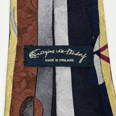 Vintage Georgina von Etzdorf Silk Tie Mens Striped Abstract Made in England 90s - Thumbnail 7