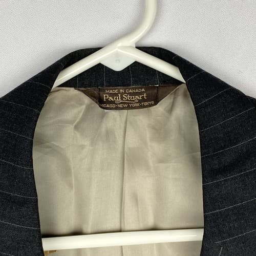 Paul Stuart Edward 43 L Tall Sport Coat Blazer Wool Gray Stripe Suit Jacket - Thumbnail 7