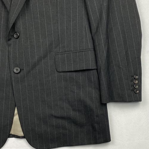 Paul Stuart Edward 43 L Tall Sport Coat Blazer Wool Gray Stripe Suit Jacket - Thumbnail 4