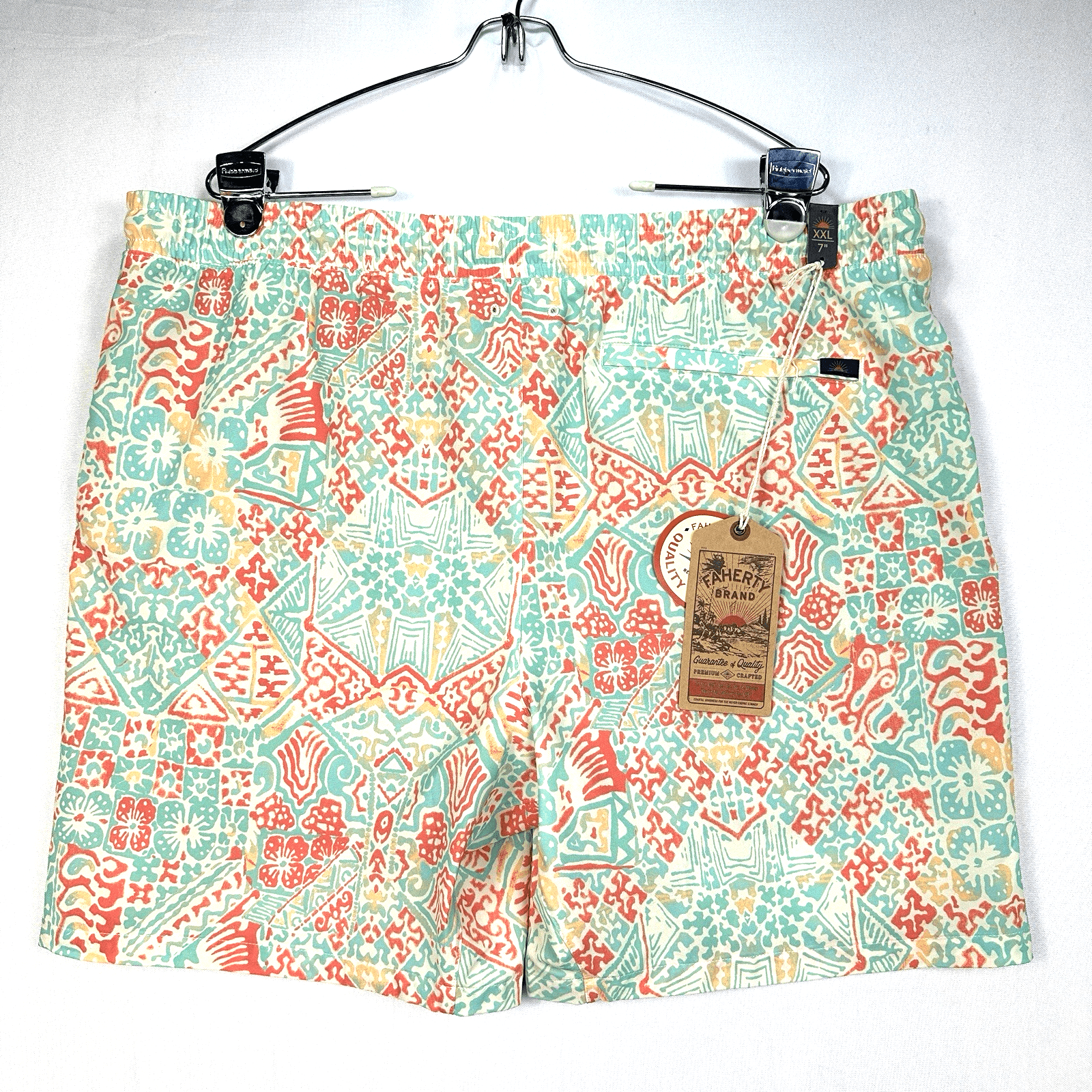 NEW Faherty Shorelite Swim Trunks Sz 2XL Tropic Cay Block Print Multicolor Lined - Image 1
